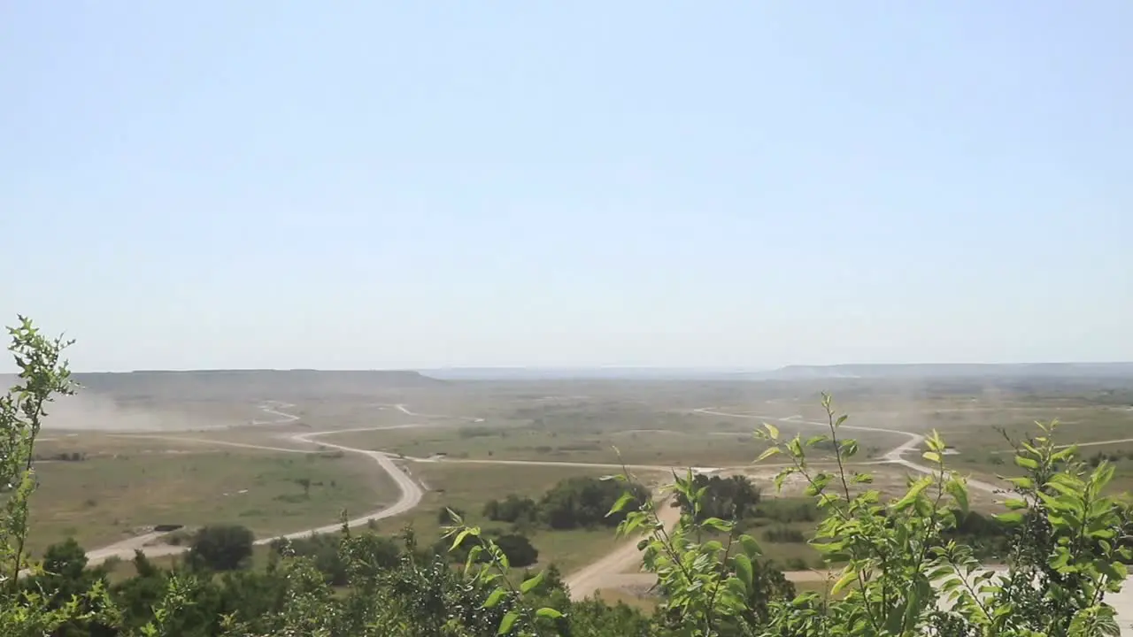 Open view of military training grounds during exercise