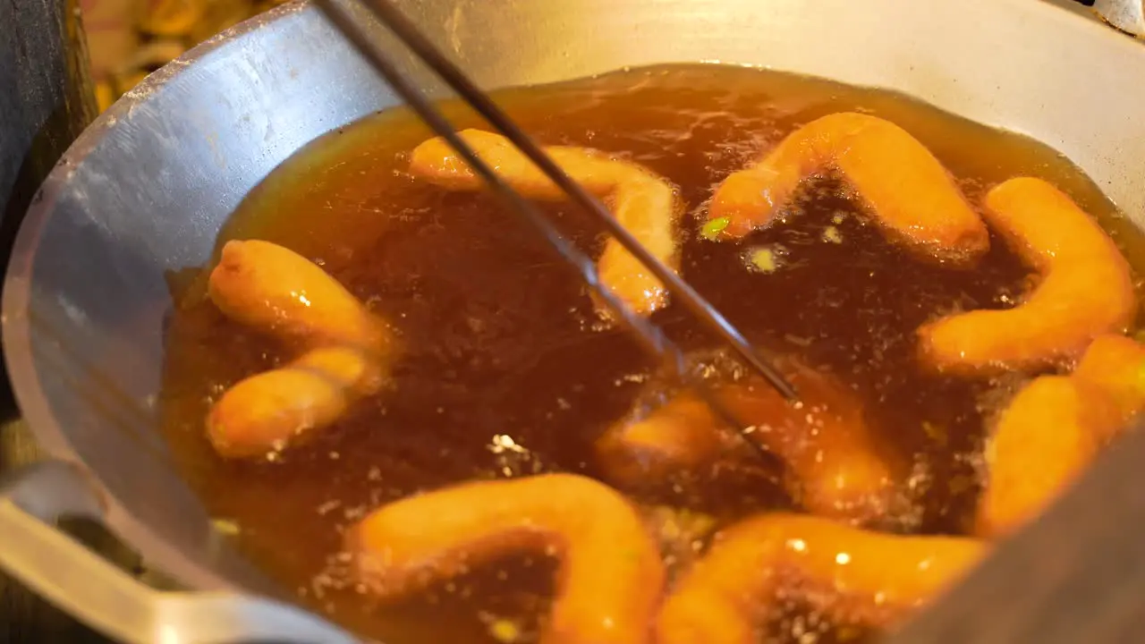 Deep-frying Chinese Crullers  Popular Street Food In Thailand