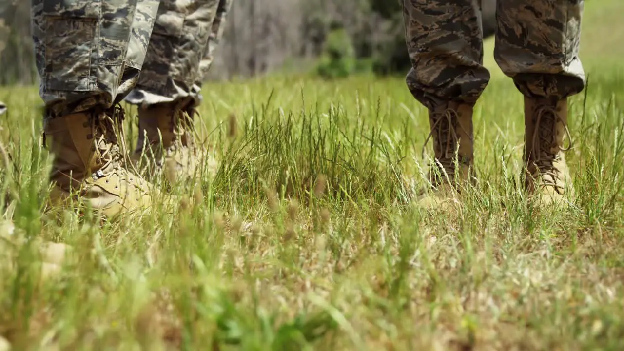 Male trainer training military troops 4k