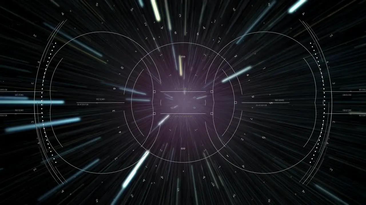 Hyperspace scanned by futuristic HUD display technology