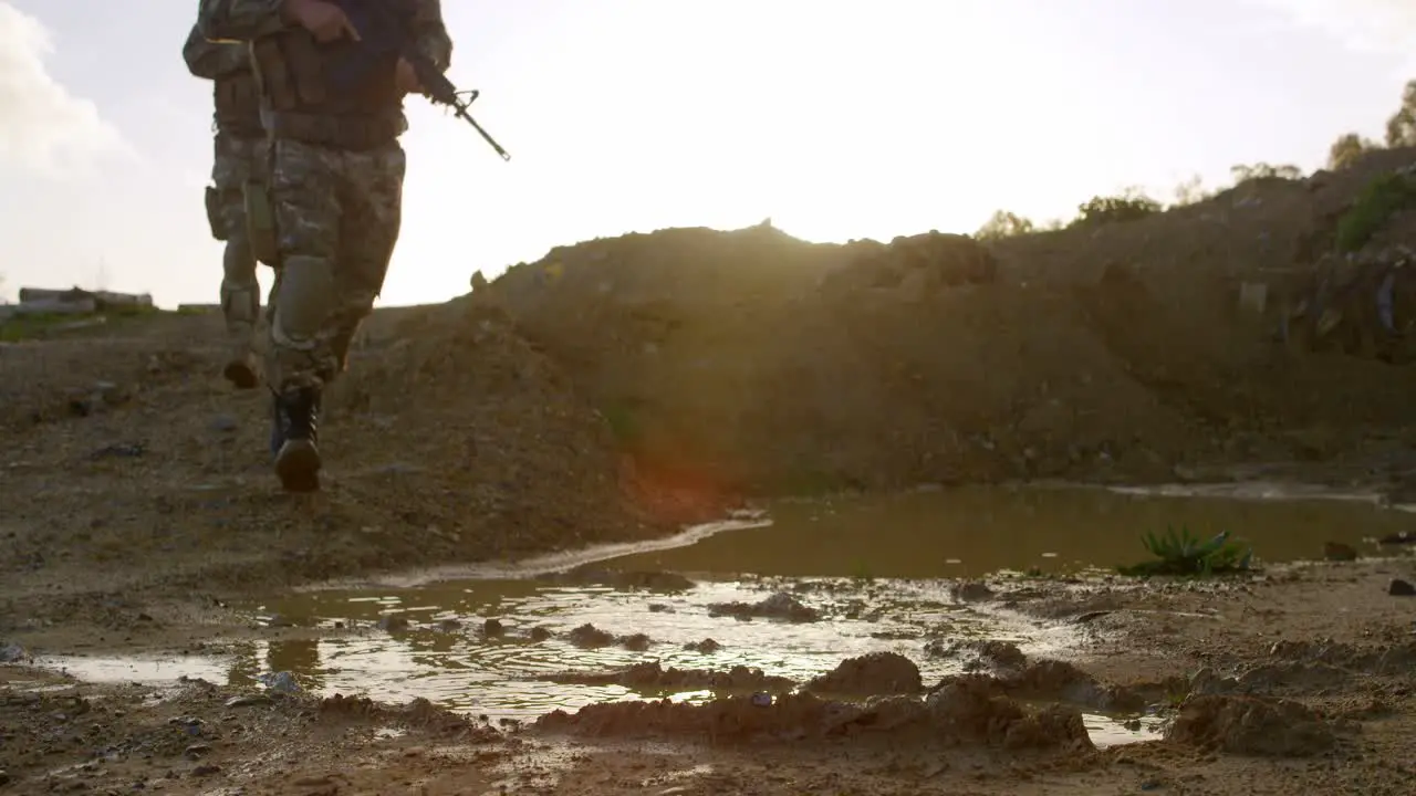 Low section of military soldiers training during military training 4k