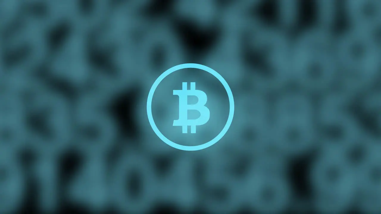 Bitcoin logo with random numbers in background