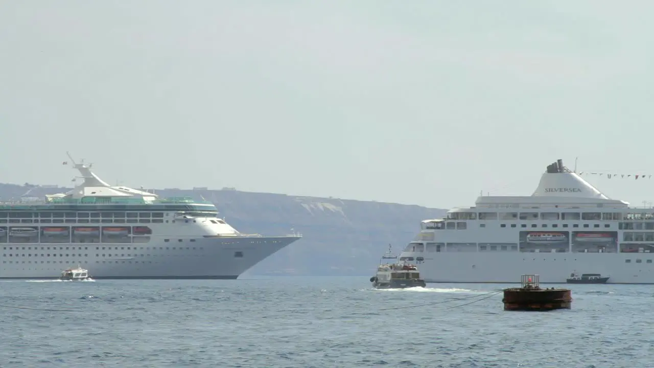 Cruise Ships Tender Travelling Across Bay