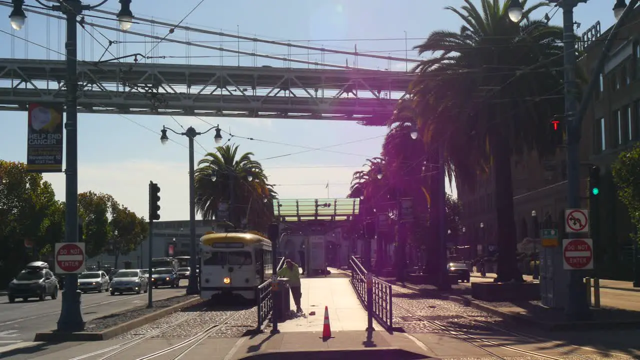 Vintage Tram Leaving San Francisco Station