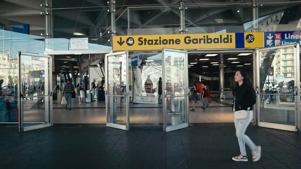 Garibaldi Station Entrance in Naples Italy