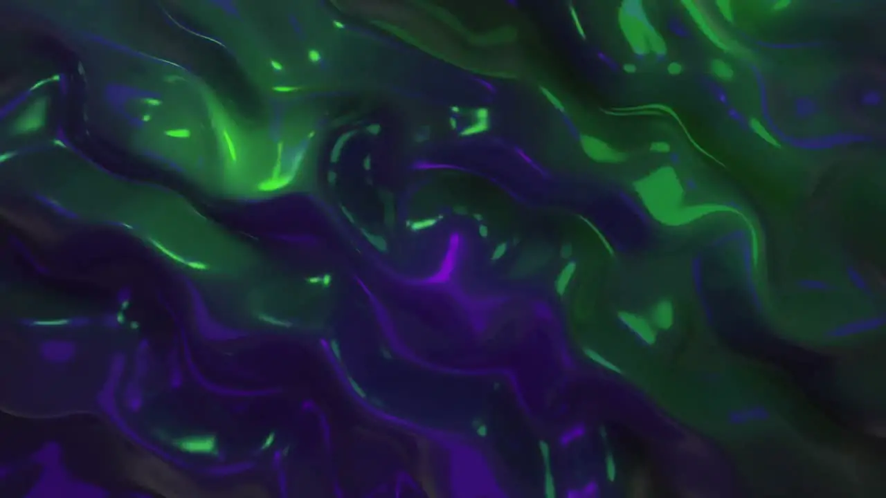 Animation of pink and purple shapes appearing over blue and green liquid background