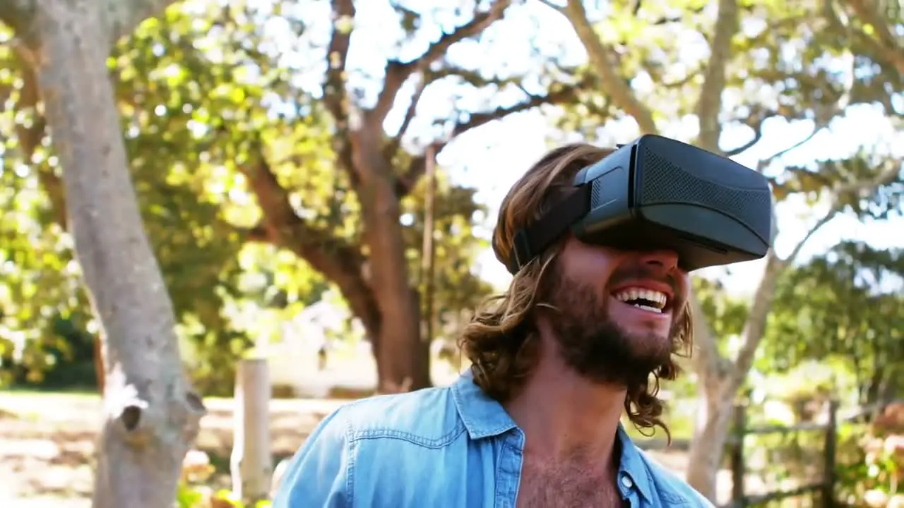 Man using virtual glasses