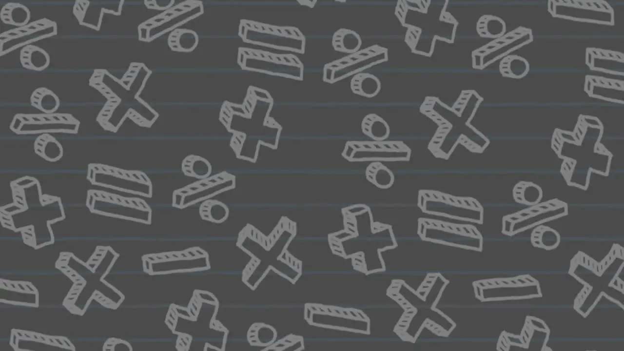 Animation of mathematical symbols on grey background