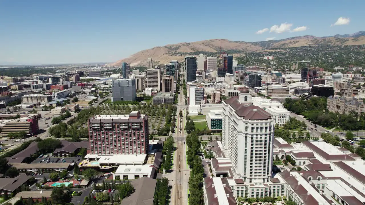 City Landscape of Downtown Salt Lake Utah Aerial Drone View