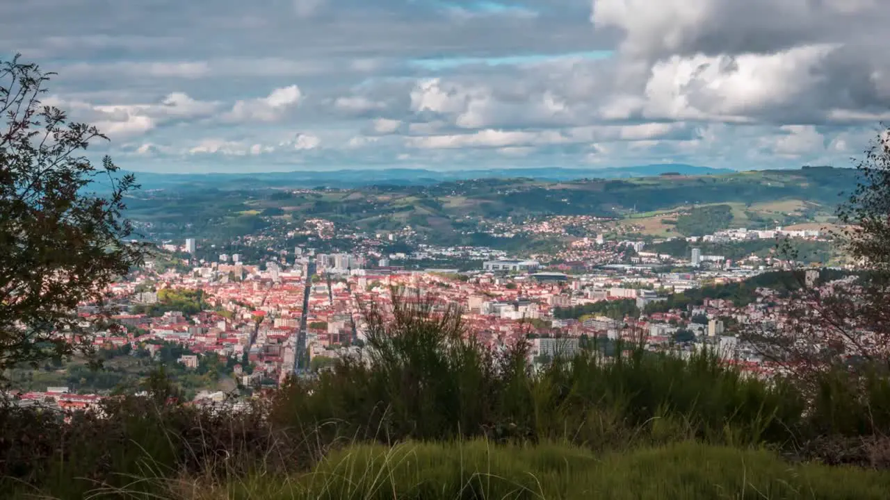 timelapse of Saint Etienne city shot from le Guizay on a cloudy day