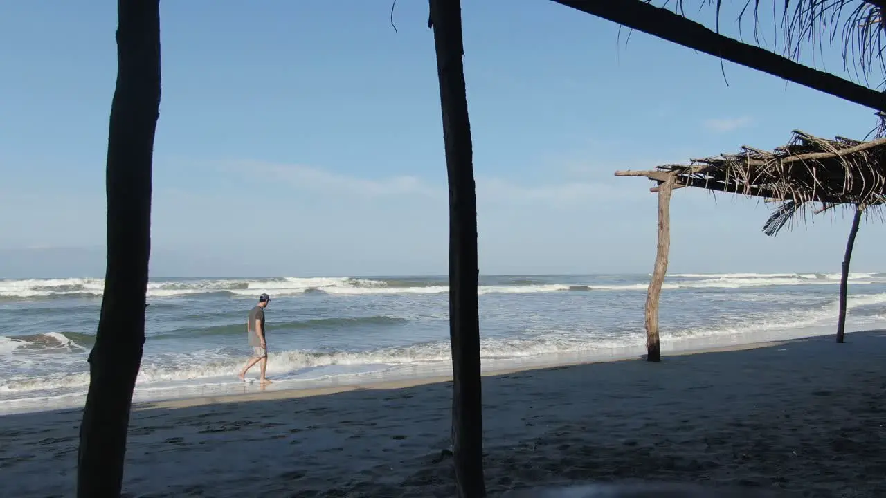 A man walking on the beach