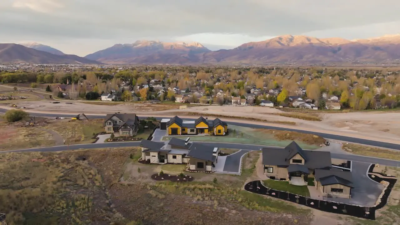 Custom luxury home in Heber City Utah pullback aerial