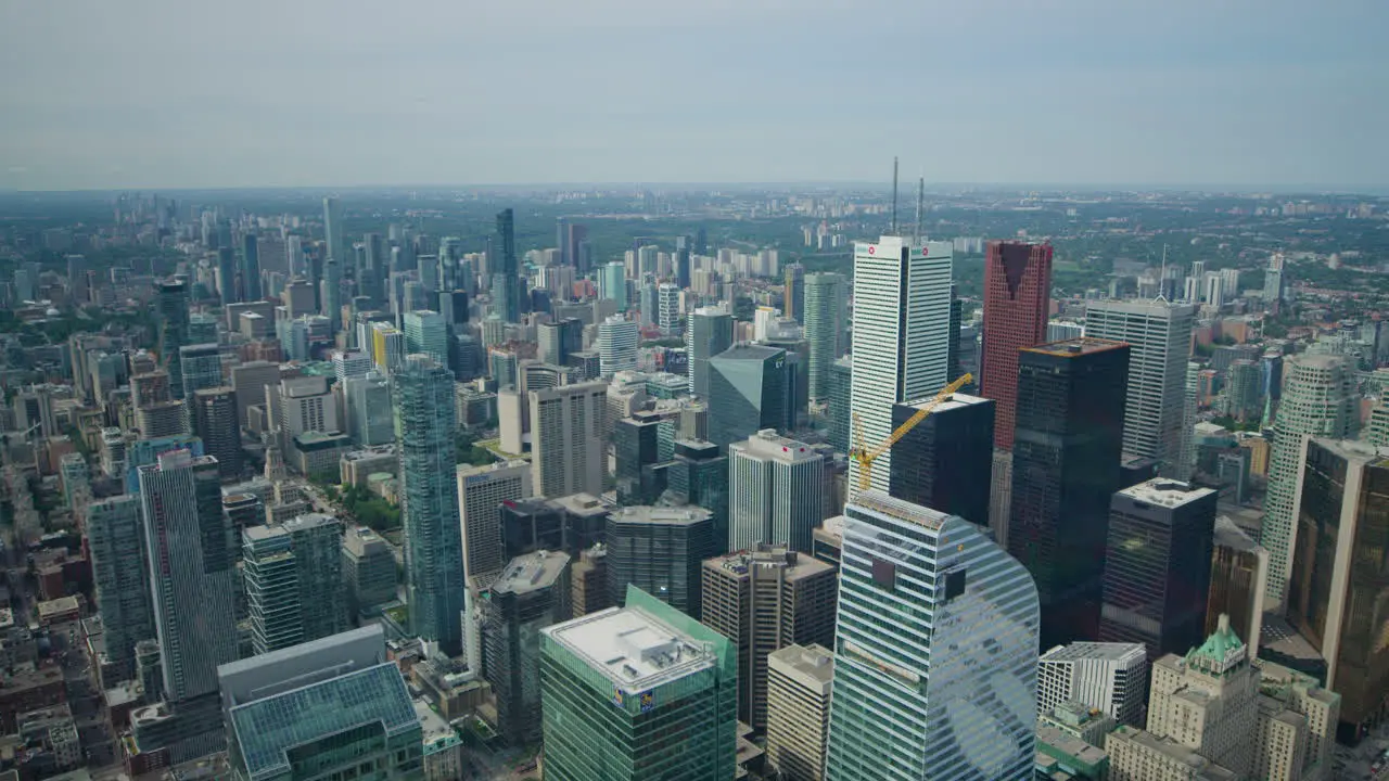 Toronto City From Skyscraper Viewing Platform Wide Tilt Up to Horizon