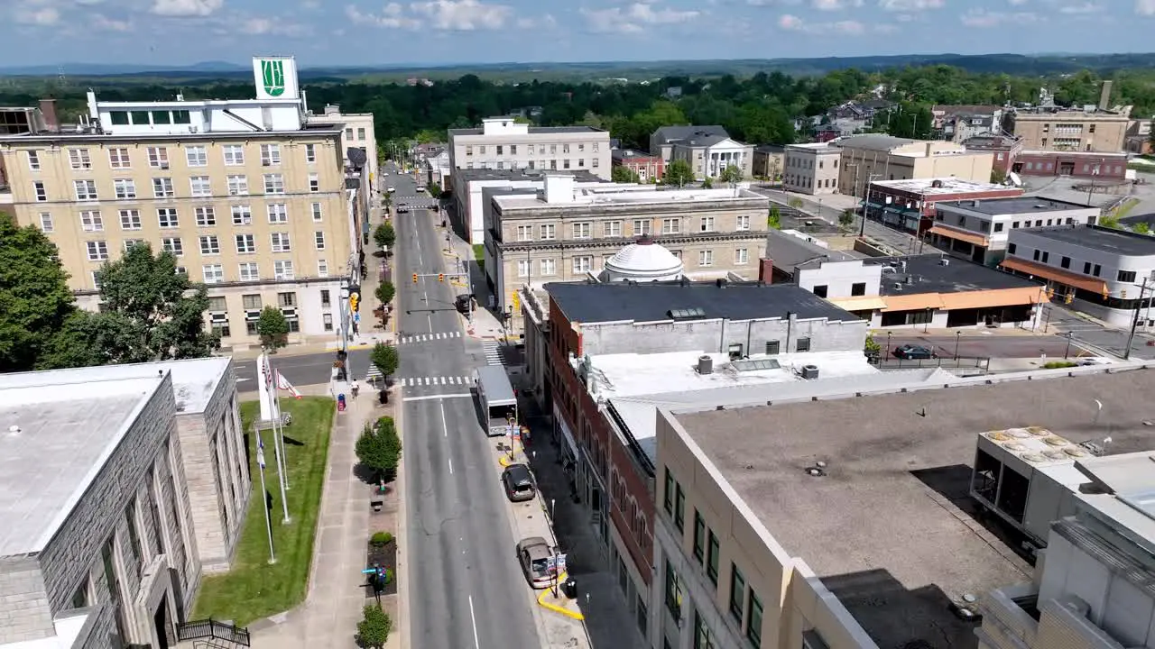 aerial slow street level push beckley west virginia small town america