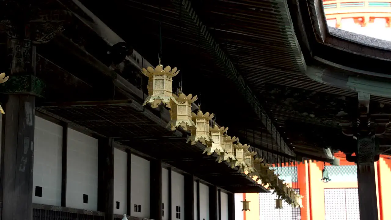 Row Of Gold Plated Hanging Lanterns Outside Miedo Hall at Koyasan