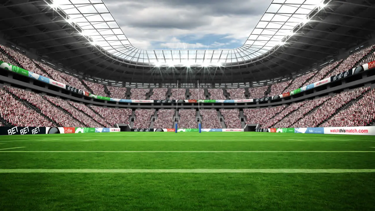 View of a rugby stadium with cloudy weather