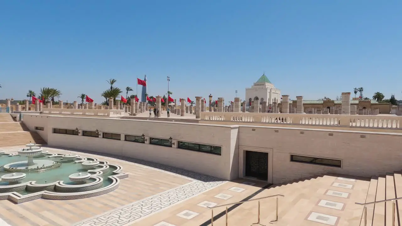 Beautiful fountain near the Hassan Tower square in Rabat Morocco