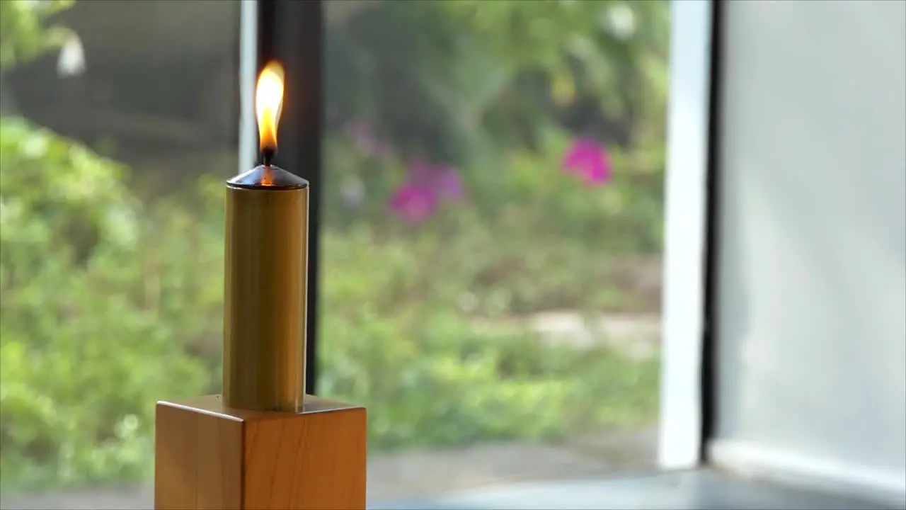 Shot of candle arrangement used in a religious Christian or catholic chapel