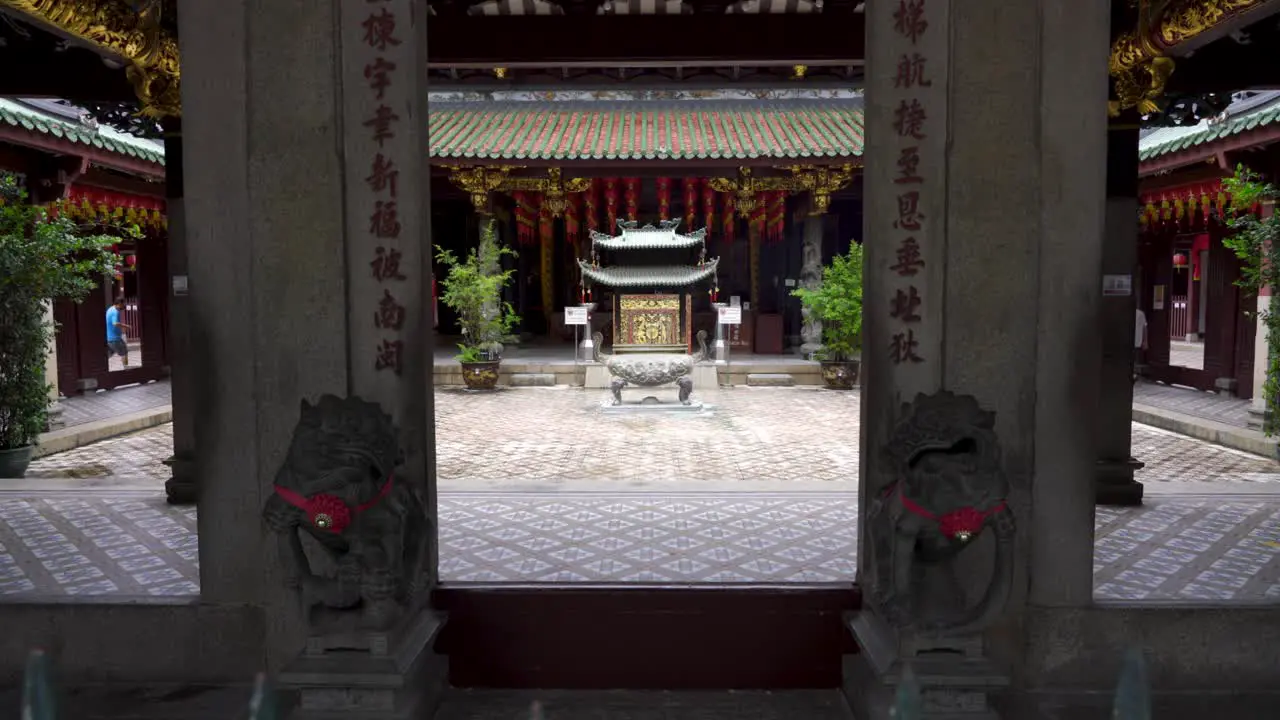 Main entrance and square of Thian Hock Keng Temple in Singapore