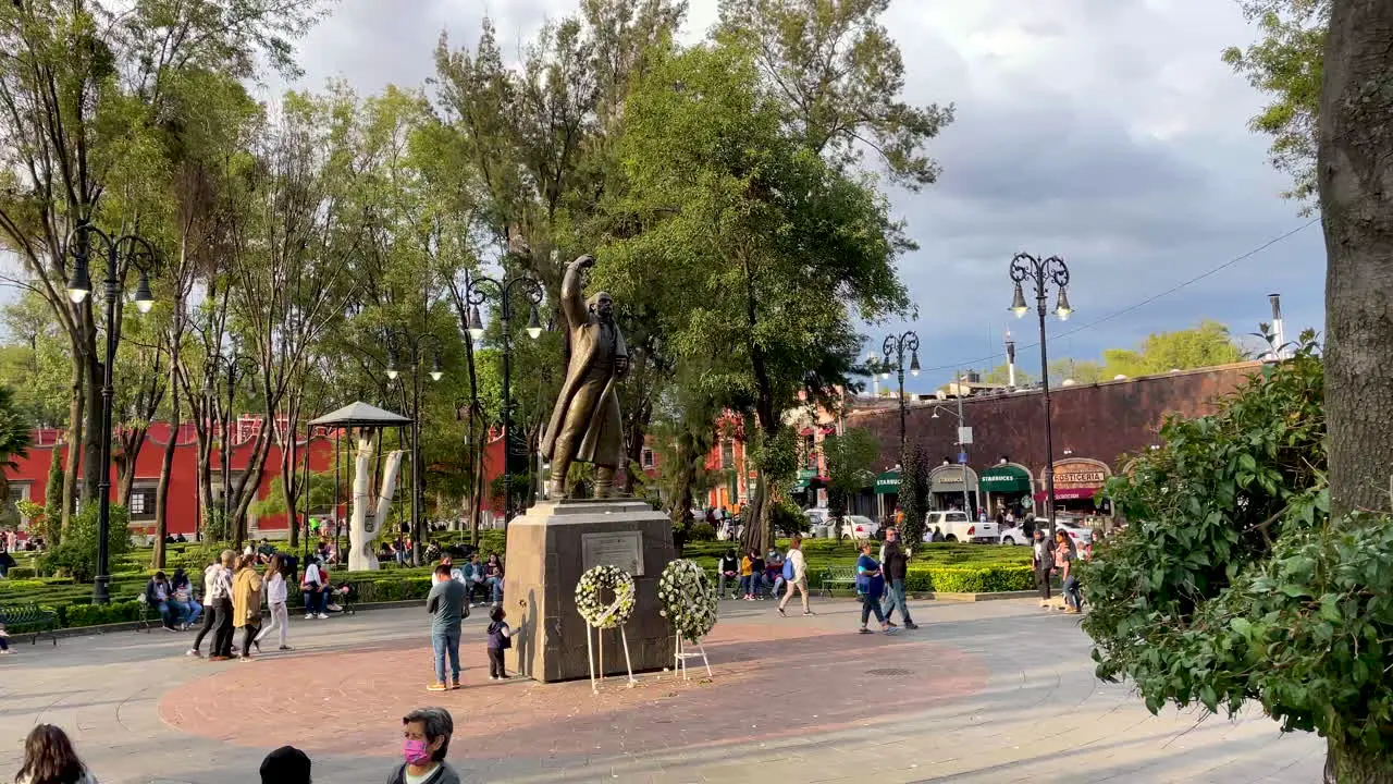 Timelapse of Miguel Hidalgo statue in downtown Coyoacan