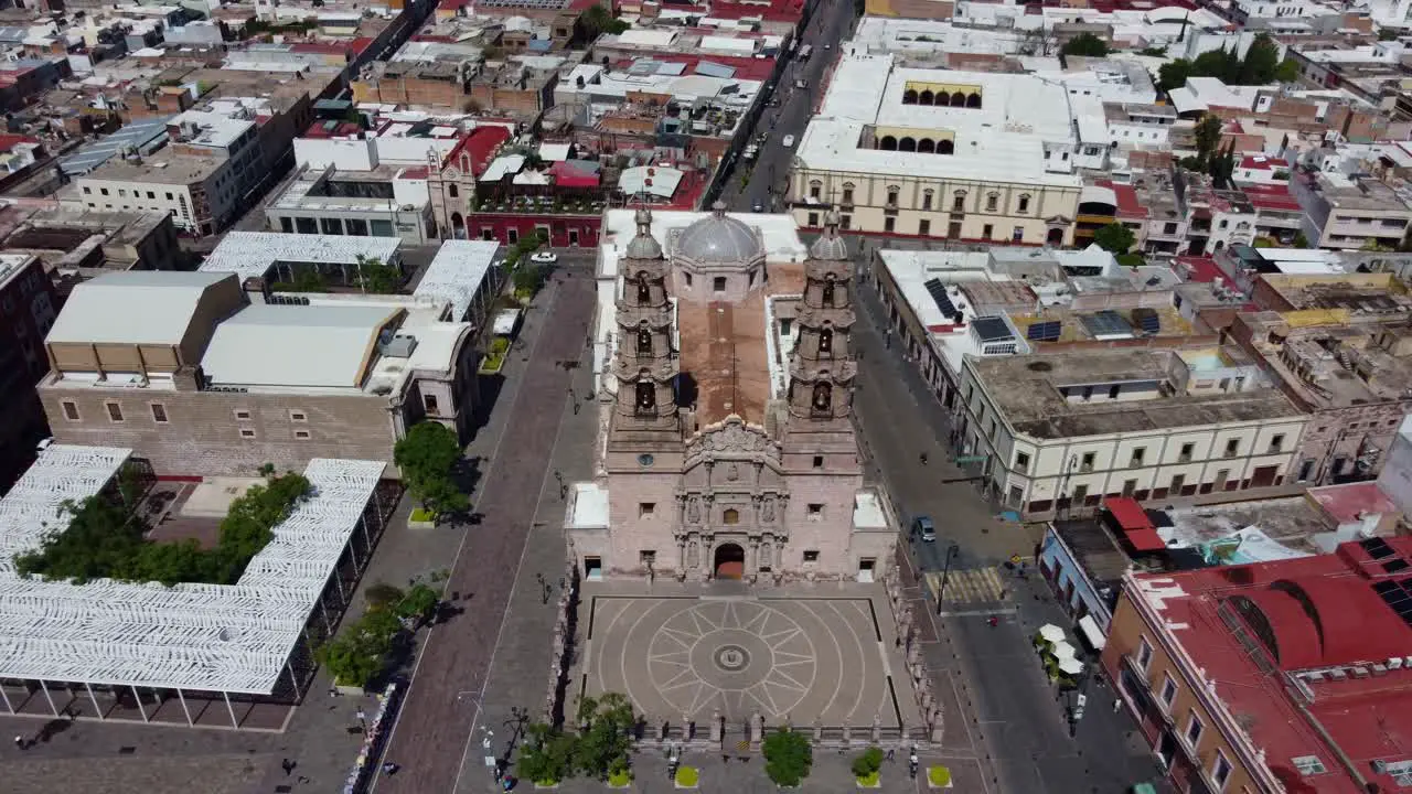 Cathedral of Aguascalientes in an overhead shot and ending in a panoramic shot