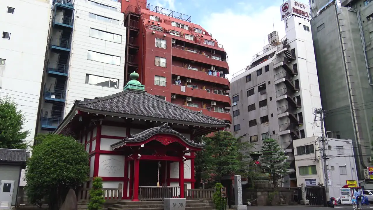 A still of a small shrine in the city