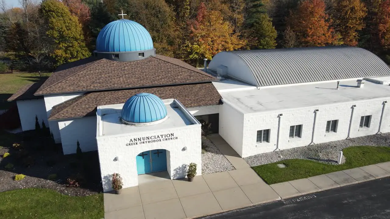 Drone spinning over a church in Muskegon Mi