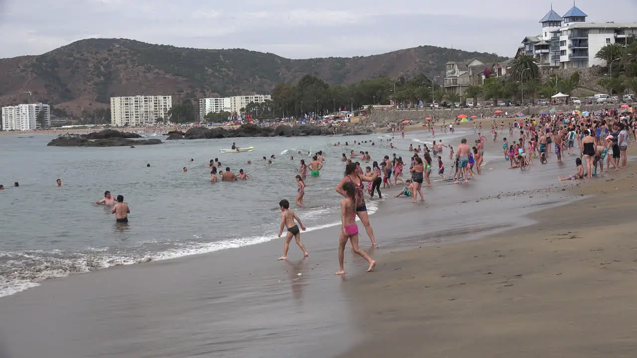 Chile Papudo Beach Girl Plays On Beach