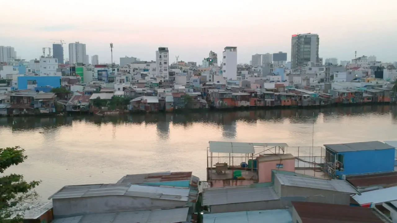 Evening flight along the canal Ho Chi Minh City