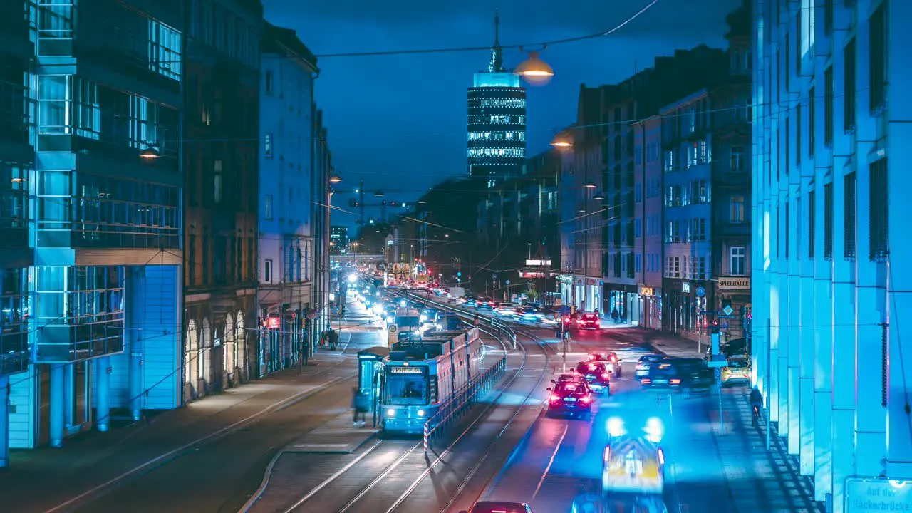 Time lapse of the evening rush hour in downtown Munich