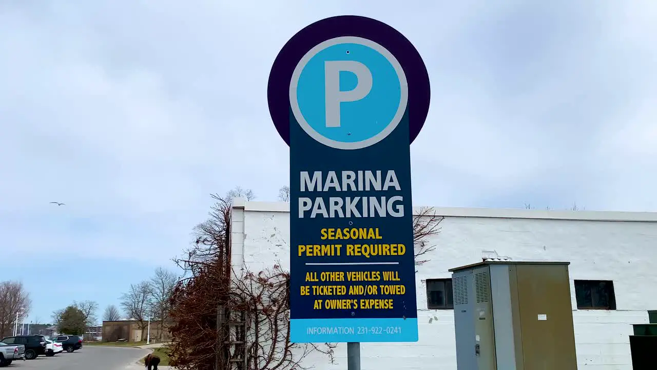 Marina Parking signboard at Duncan L Clinch Park Marina in Traverse City Michigan USA