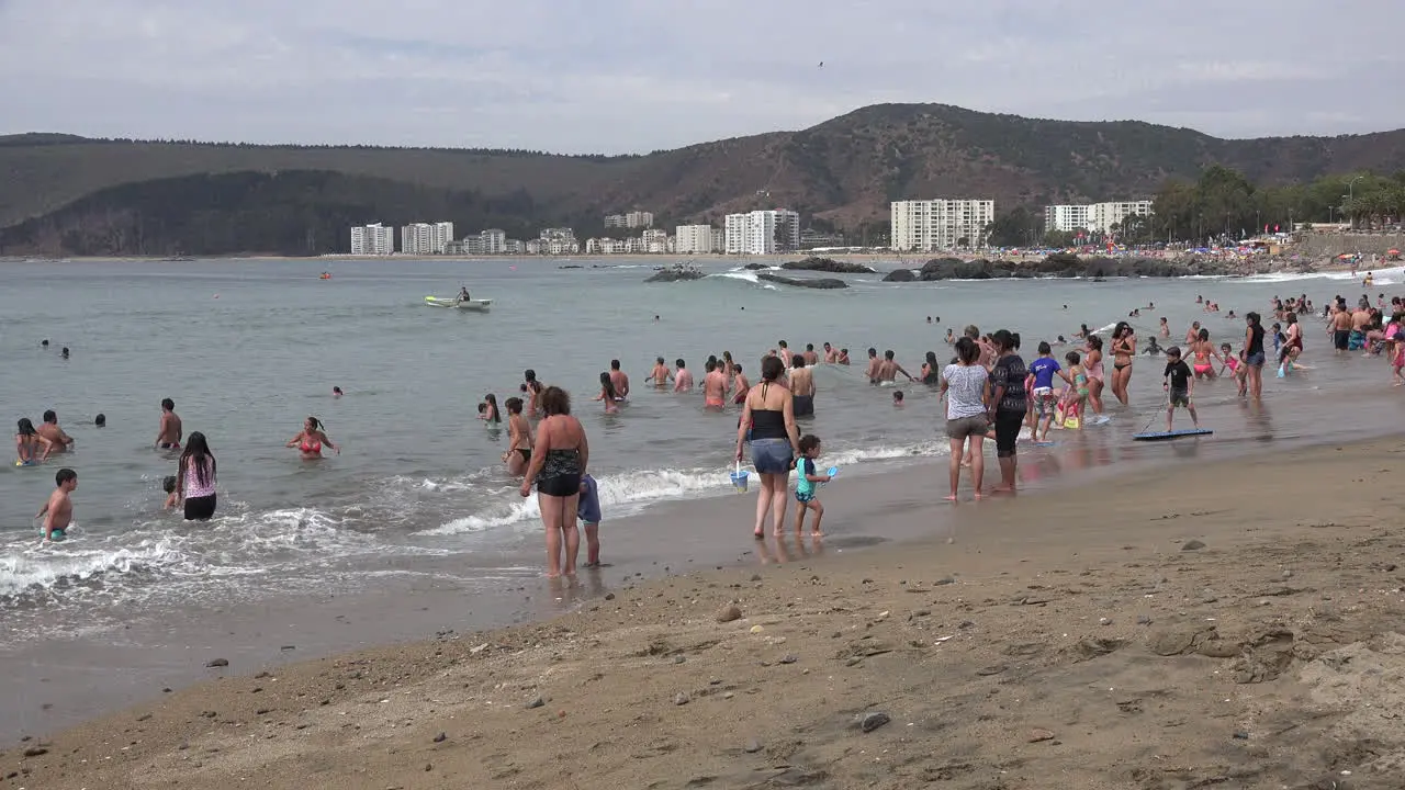 Chile Papudo Zooms On People In Surf