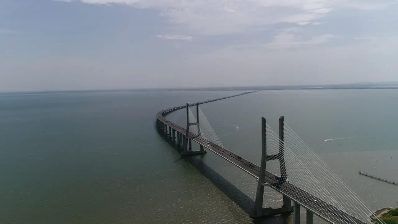 Ponte Vasco da Gama Lisbon Portugal 4k Aerial View