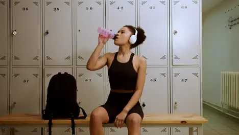 Young woman in the locker room