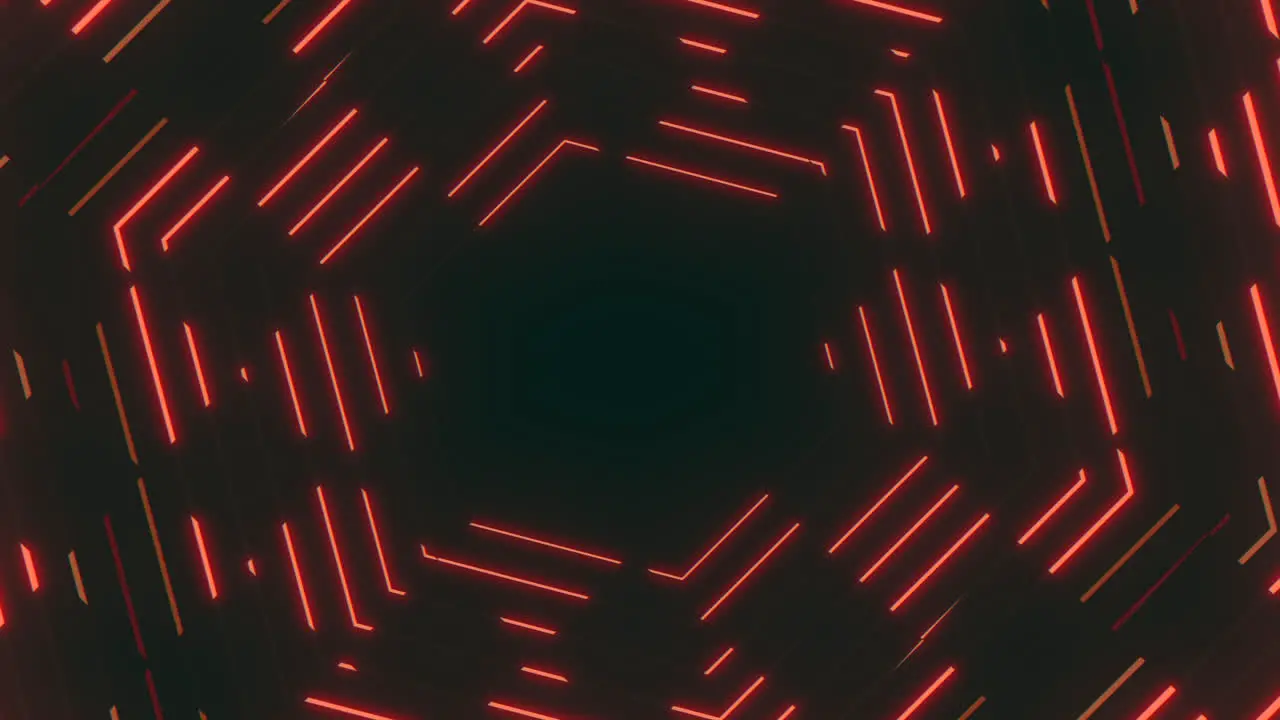 Neon-lit maze of red lines creates a futuristic journey