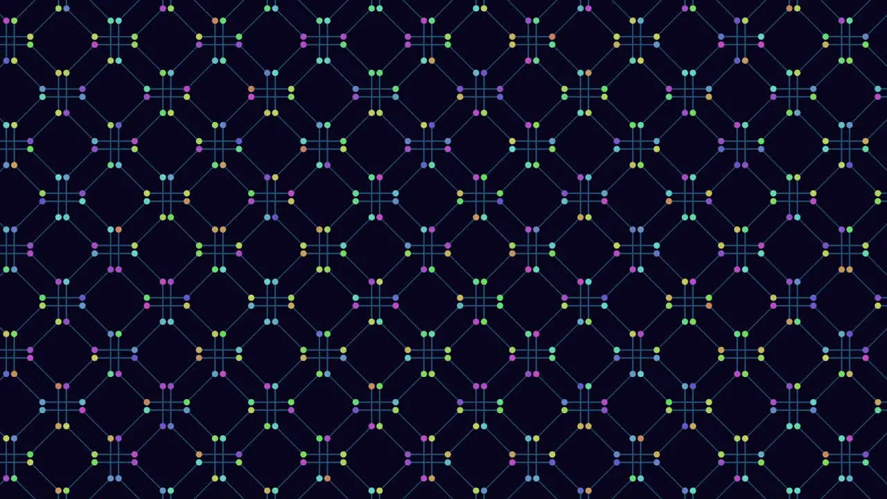 Symmetrical geometric dot pattern on black background