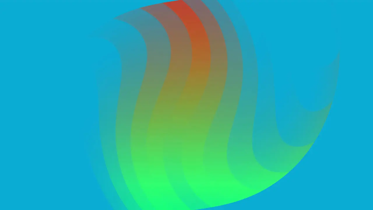 Animation of waves of red and green curved lines moving on blue background