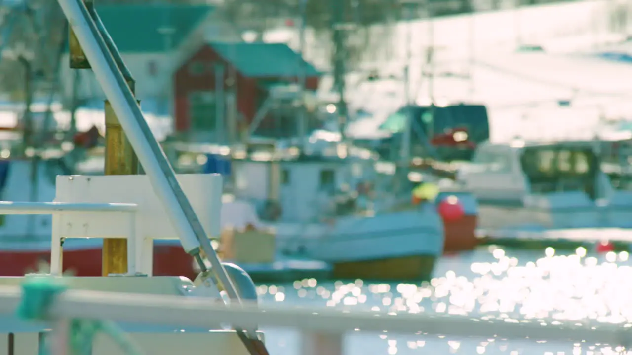 Stunning twinkly focus pull shot to fishing boats