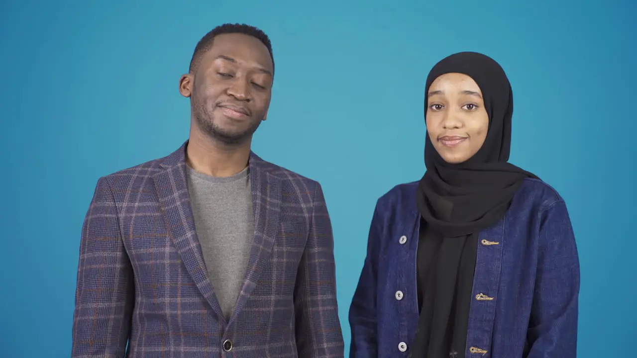 Portrait of black muslim couple African happy couple