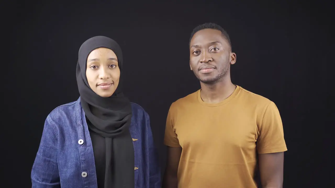 Close-up portrait of african muslim boy and girl Islamic brotherhood