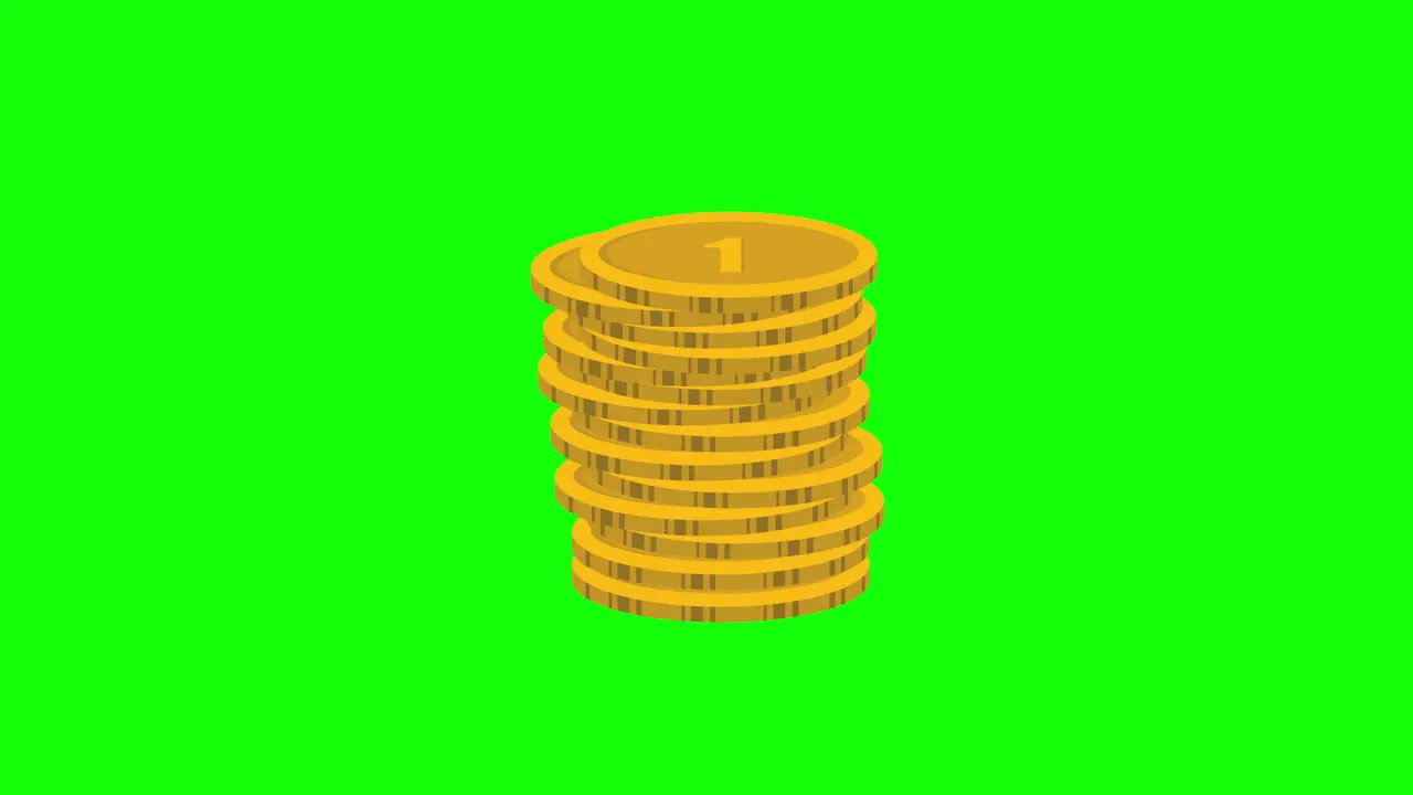 Ein-Dollar-Münzenhaufen-Icon-Loop-Animation Mit Alphakanal Transparentem Hintergrund Prores 444