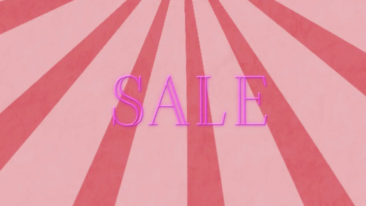 Animation of sale text over moving stripes against abstract background