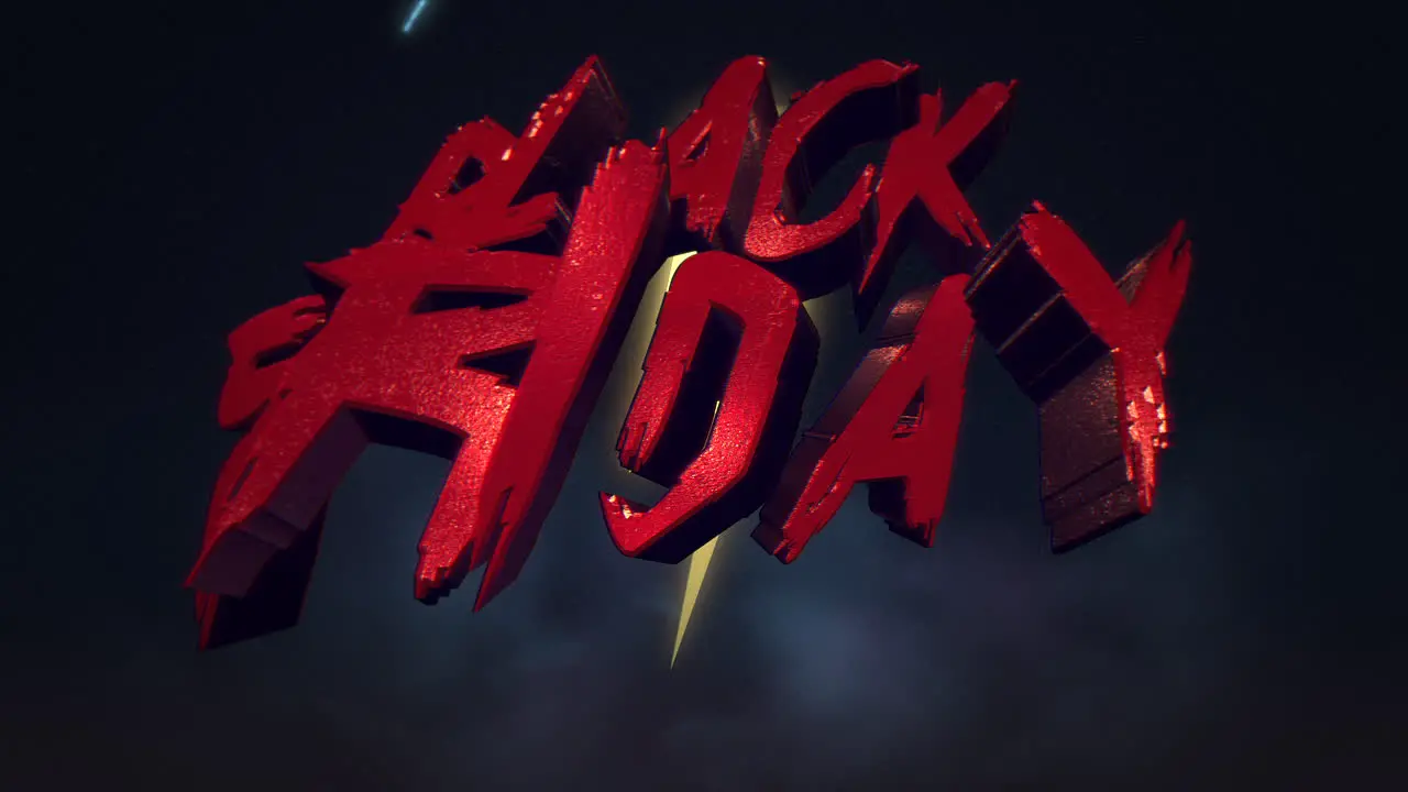 Animation intro text Black Friday and thunderbolt retro 90s background