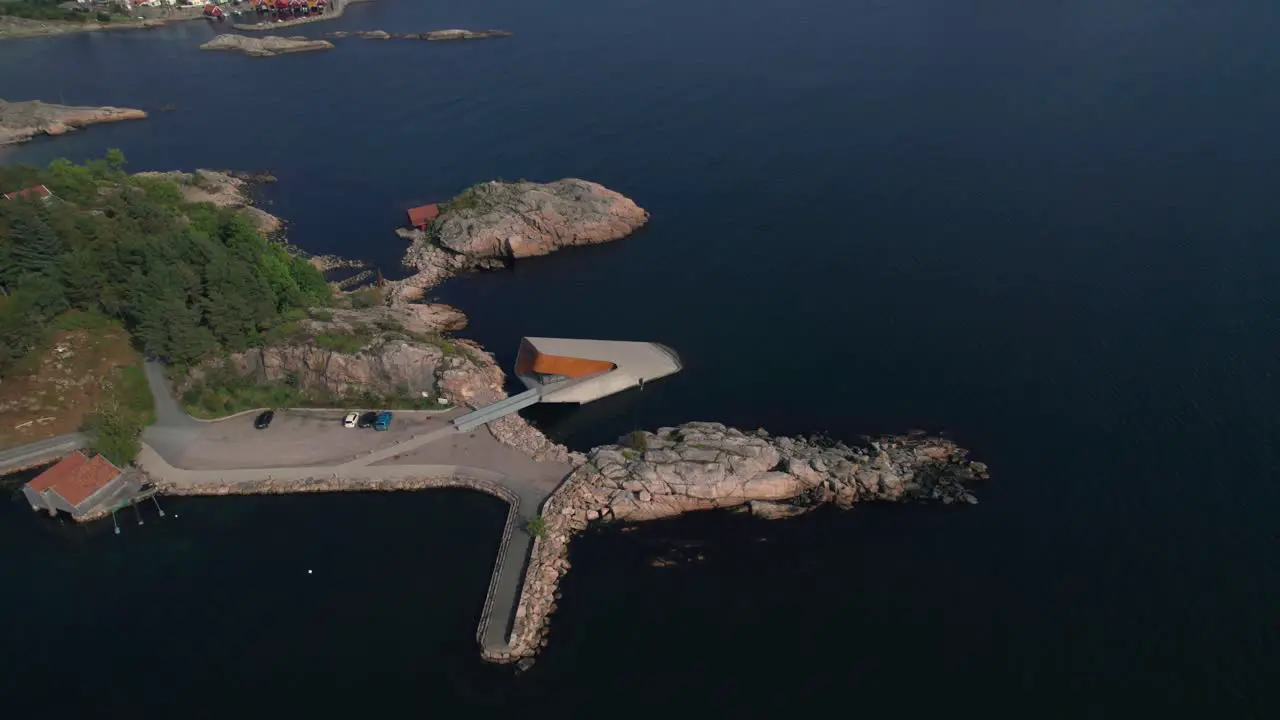 Aerial wide view of MICHELIN Guide Restaurant UNDER in south of Norway