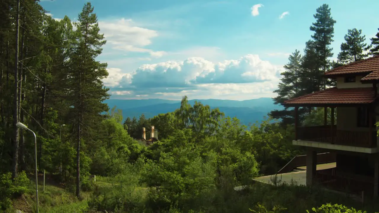 uny Timelapse over the greeny forest village