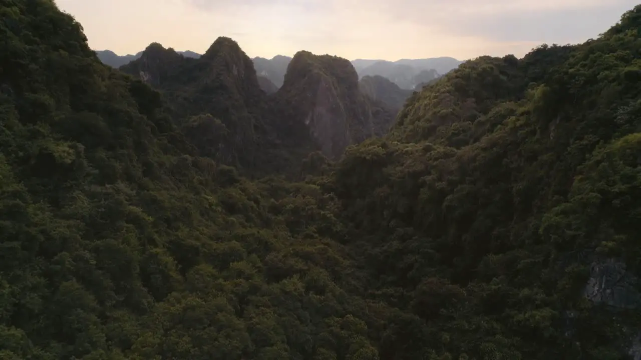 Drone view of tropical Halong Bay in Vietnam