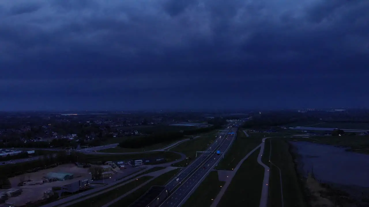 Panoramic View Of Crezeepolder Nature Reserve And The Townscape of Ridderkerk In South Holland