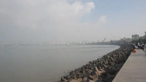 Mumbai City Skyline From Marine Drive Walk In India