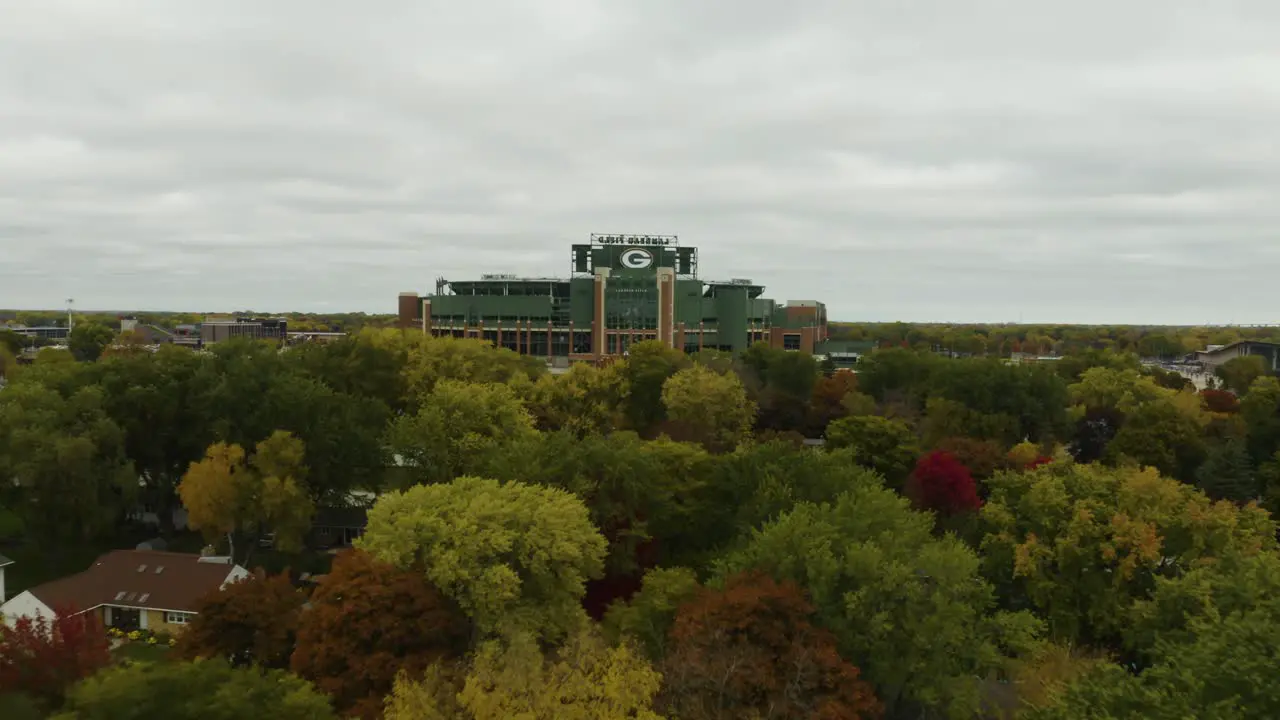 Low Aerial View Lambeau Field Green Bay Wisconsin