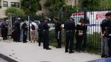 Hollywood Protesters Arrested by Police and Zip Tied against Fence